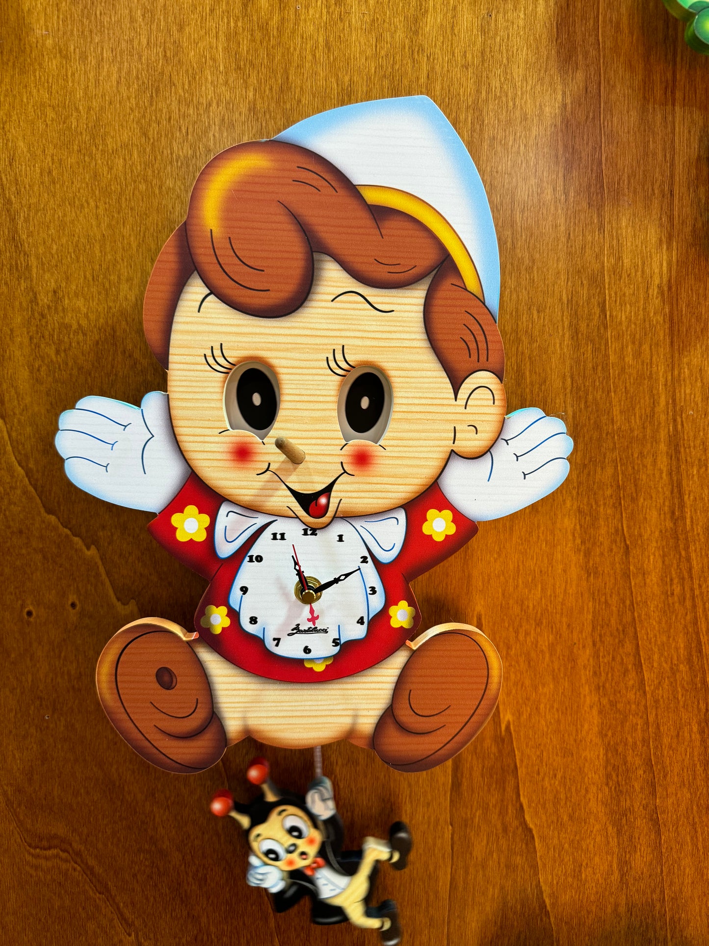 Pinocchio and Cricket Large Clock