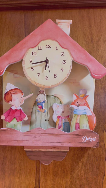Reloj Grande Pinocho y Pepito Grillo